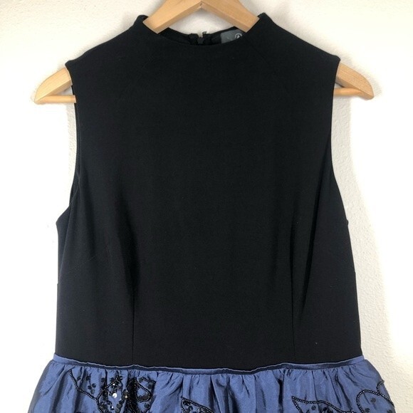 Adrianna Papell Beaded High Neckline Embellished Taffeta Mini Dress 6 AP1E200162 - Picture 3 of 13